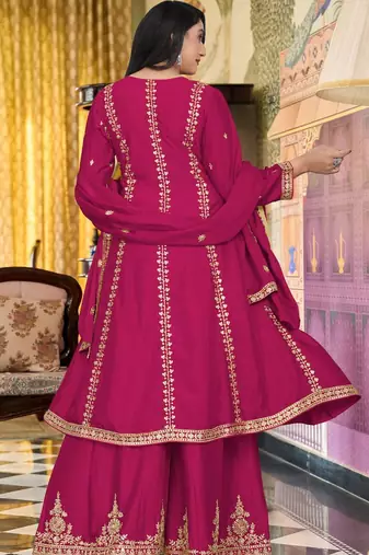 Women Floral Embroidered Kurta with Palazzo & Dupatta