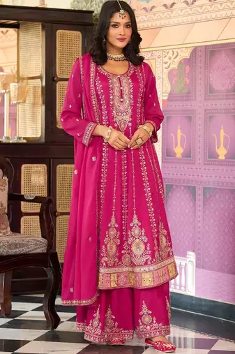 Women Floral Embroidered Kurta with Palazzo & Dupatta