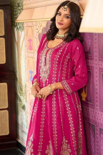 Women Floral Embroidered Kurta with Palazzo & Dupatta