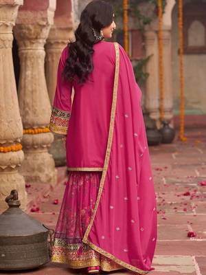 Women Floral Embroidered Regular Sequinned Kurta with Sharara & With Dupatta 6
