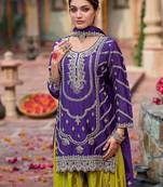 Floral Embroidered Sequinned Chinon Straight Kurta With Palazzos & Dupatta