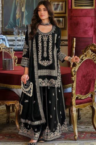 Women Ethnic Motifs Embroidered Thread Work Kurta with Palazzos & Dupatta