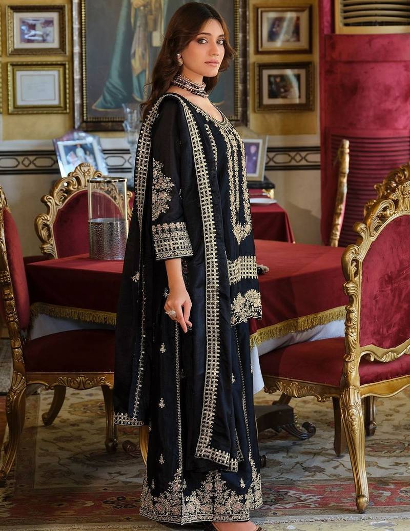 Women Ethnic Motifs Embroidered Thread Work Kurta with Palazzos & Dupatta