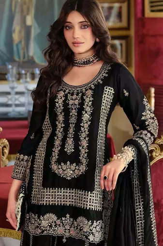 Women Ethnic Motifs Embroidered Thread Work Kurta with Palazzos & Dupatta