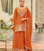 Women Ethnic Motifs Embroidered Kurta with Sharara & Dupatta