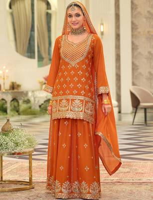 Women Ethnic Motifs Embroidered Kurta with Sharara & Dupatta 3