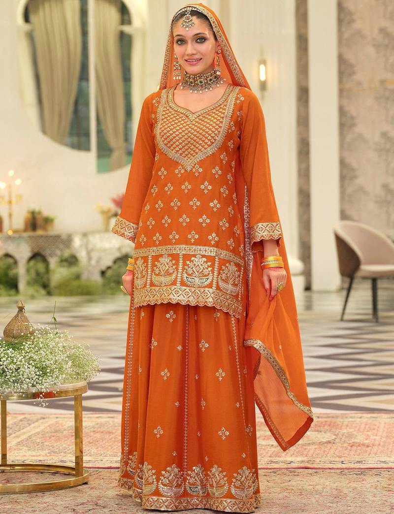 Women Ethnic Motifs Embroidered Kurta with Sharara & Dupatta