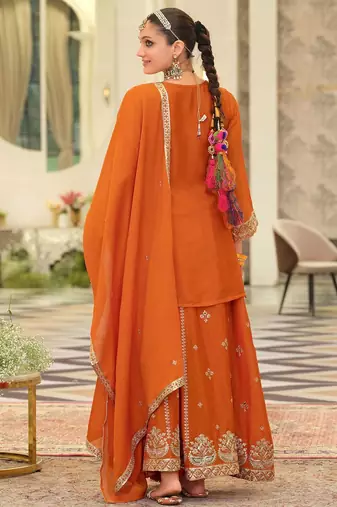 Women Ethnic Motifs Embroidered Kurta with Sharara & Dupatta