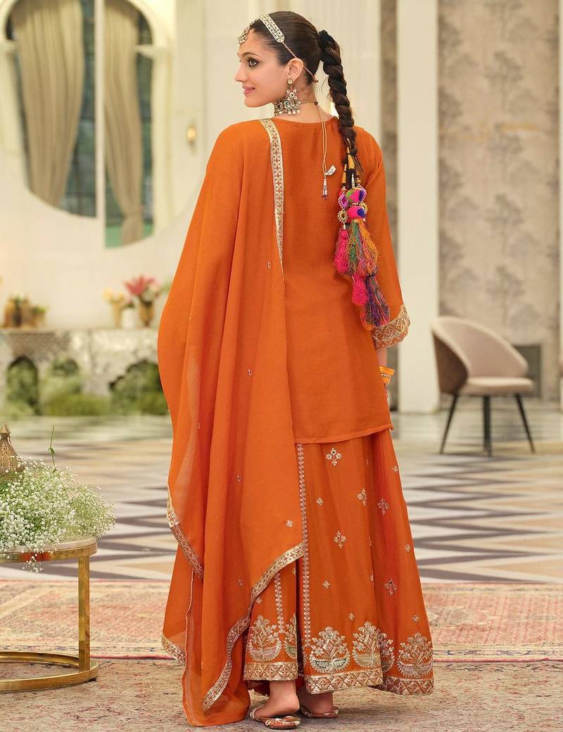 Women Ethnic Motifs Embroidered Kurta with Sharara & Dupatta