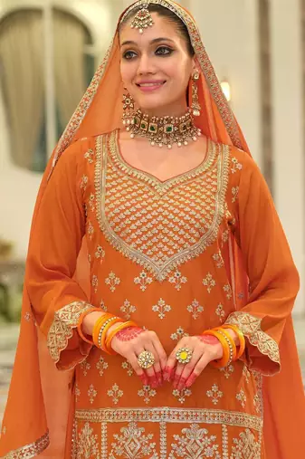 Women Ethnic Motifs Embroidered Kurta with Sharara & Dupatta