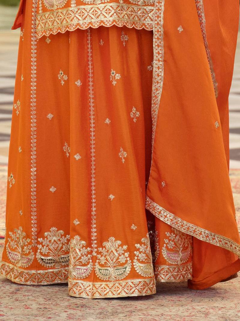 Women Ethnic Motifs Embroidered Kurta with Sharara & Dupatta