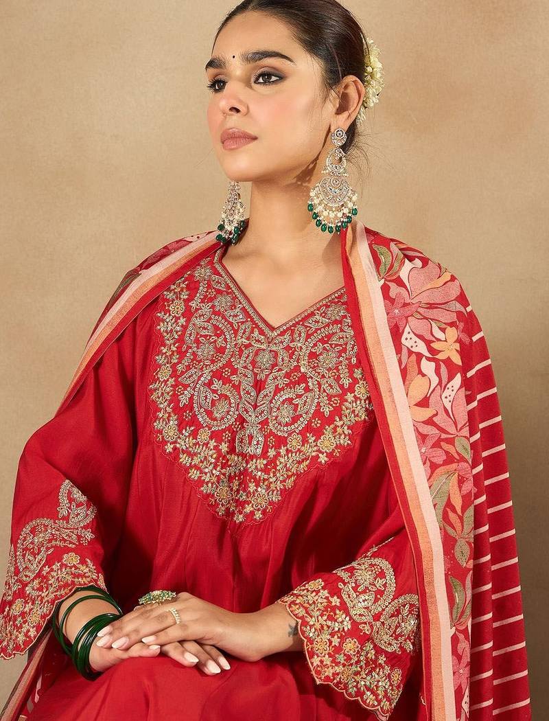 Women Ethnic Motifs Embroidered Empire Kurta with Trousers & Dupatta
