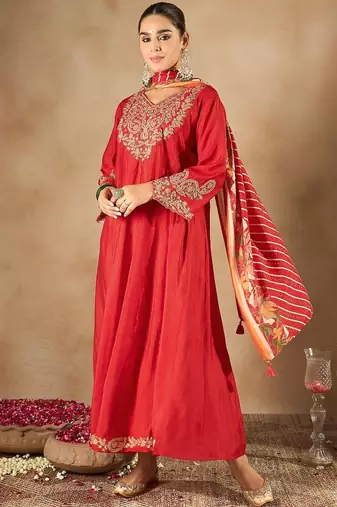 Women Ethnic Motifs Embroidered Empire Kurta with Trousers & Dupatta