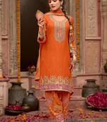 Floral Embroidered Sequinned Chinon Straight Kurta With Trousers & Dupatta
