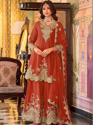 Women Ethnic Motifs Embroidered Regular Kurta with Sharara & With Dupatta 1