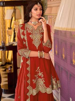 Women Ethnic Motifs Embroidered Regular Kurta with Sharara & With Dupatta 4