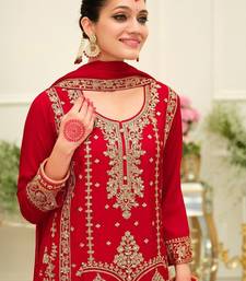 Ethnic Motifs Embroidered Mirror Work Straight Kurta & Palazzos With Dupatta