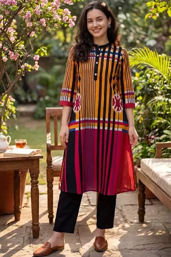 Women Printed Regular Pure Cotton Kurta with Trousers