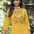 Yellow Yoke Design Thread Work Pure Cotton Kurta With Trousers & Dupatta