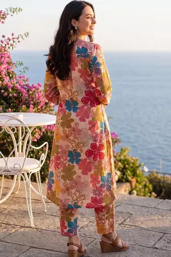 Women Floral Printed Regular Pure Cotton Kurta with Trousers