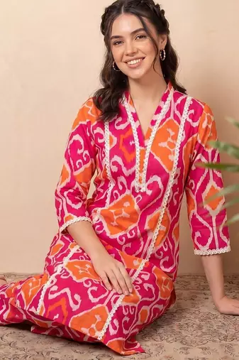 Women Printed Regular Pure Cotton Kurta with Trousers