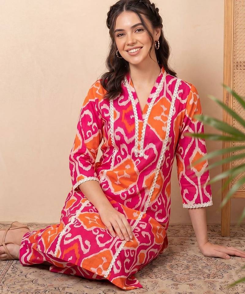 Women Printed Regular Pure Cotton Kurta with Trousers