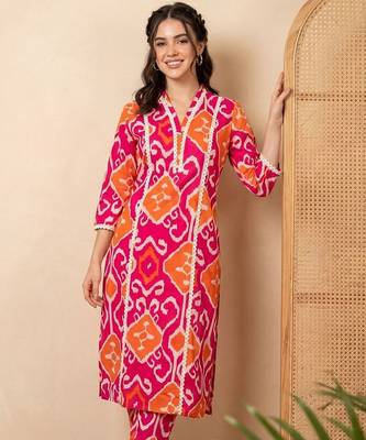 Women Printed Regular Pure Cotton Kurta with Trousers 6