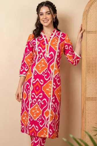 Women Printed Regular Pure Cotton Kurta with Trousers