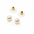 White pearl stud earrings with gold-tone push back clasps