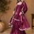 Women floral embroidered regular sequinned fendy satin kurta with sharara & with dupatta