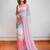 Printed floral ethnic motifs linen digital saree with blouse piece