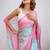 Printed floral ethnic motifs linen digital saree with blouse piece