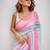 Printed floral ethnic motifs linen digital saree with blouse piece