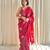 Printed floral ethnic motifs linen digital saree with blouse piece