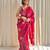 Printed floral ethnic motifs linen digital saree with blouse piece