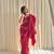 Printed floral ethnic motifs linen digital saree with blouse piece