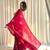 Printed floral ethnic motifs linen digital saree with blouse piece