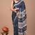 Printed floral ethnic motifs linen digital saree with blouse piece