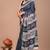 Printed floral ethnic motifs linen digital saree with blouse piece