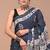 Printed floral ethnic motifs linen digital saree with blouse piece
