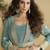 Grey embroidered chinon silk gown