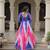 Blue&pink georgette readymade navratri anarkali suit with bandhej & embroidery work