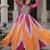 Pink&yellow georgette readymade navratri anarkali suit with bandhej & embroidery work