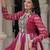 Pink&yellow georgette readymade navratri anarkali suit with bandhej & embroidery work