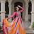 Pink&yellow georgette readymade navratri anarkali suit with bandhej & embroidery work
