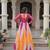 Pink&yellow georgette readymade navratri anarkali suit with bandhej & embroidery work