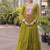 Mehendi georgette readymade navratri anarkali suit with laheriya & kutchi patchework