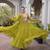 Mehendi georgette readymade navratri anarkali suit with laheriya & kutchi patchework