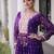 Violet georgette readymade navratri anarkali suit with laheriya & kutchi patchework