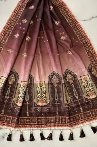 Navratri Ajrakh Print Rayon Lehenga Choli & Blouse With Dupatta